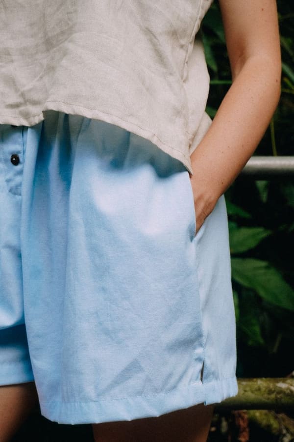 Short de Linho Azul