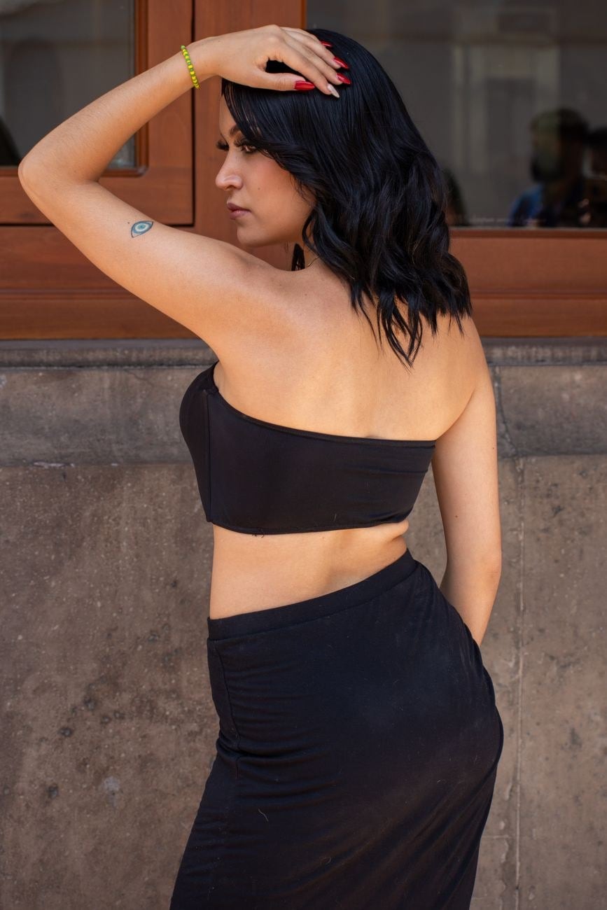 Conjunto Cropped e Saia Preto — Conjuntos de atacado